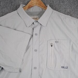 Gillz Mens 2XL Grey Short Sleeve Performance Fishing Shirt Ventilated Button Up